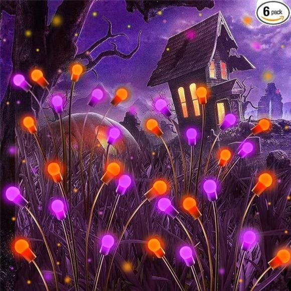 6Pack Total 48 LED Purple and Orange Solar Halloween Lights Outdoor - Solar - Picture 7 of 7